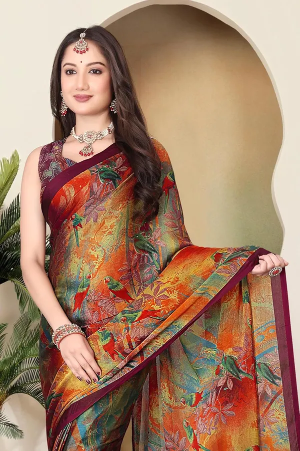 Orange_Chiffon_Printed_Chiffon_Saree_For_Women