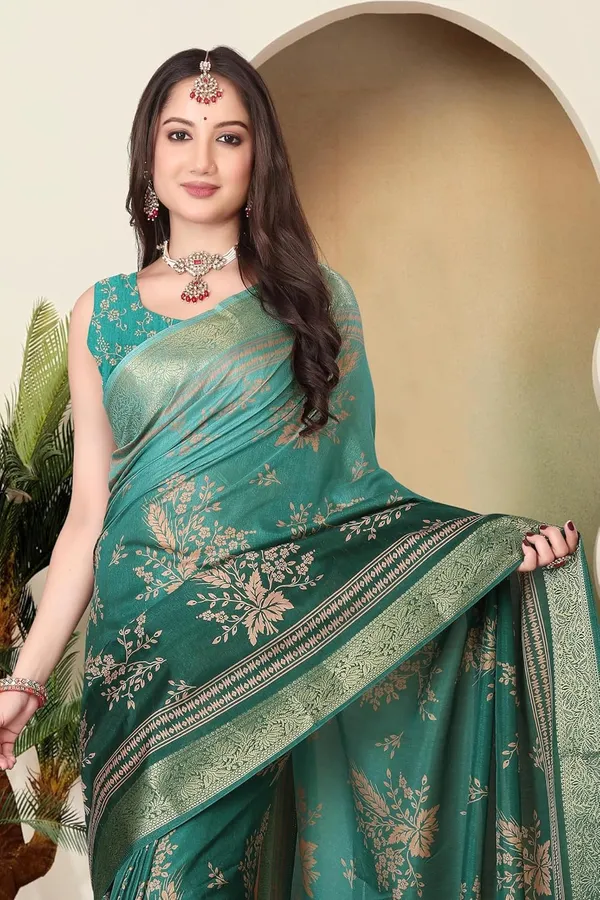 Green_Silk_Blend_Printed_Dola_Silk_Saree_For_Women