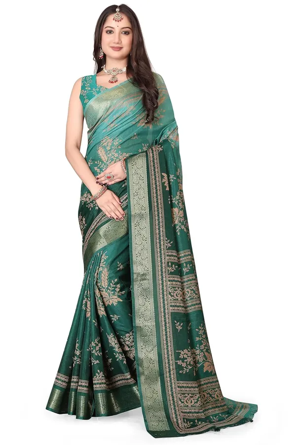 Green_Silk_Blend_Printed_Dola_Silk_Saree_For_Women