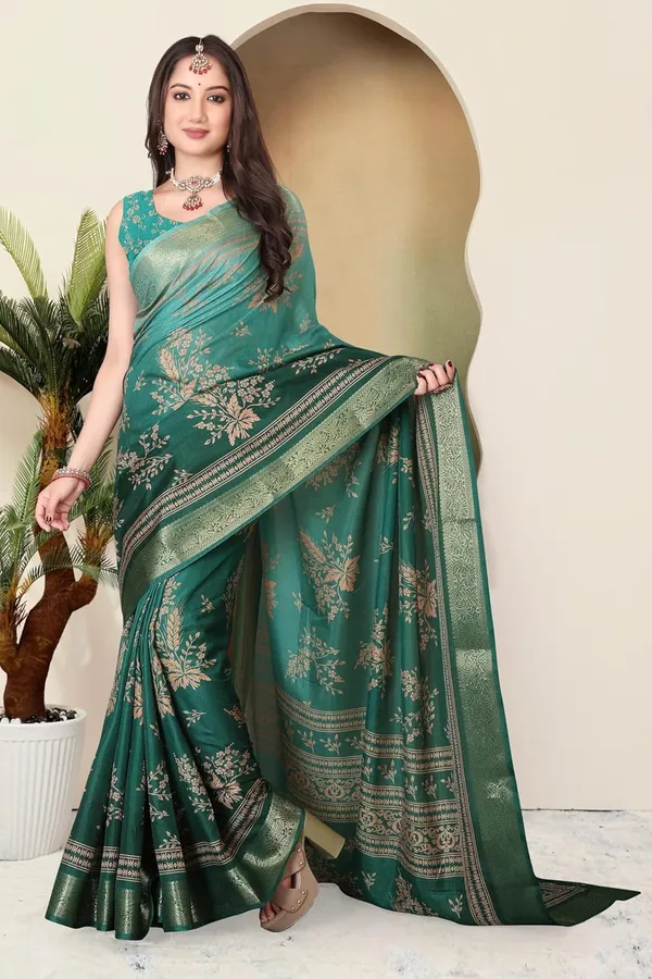 Green_Silk_Blend_Printed_Dola_Silk_Saree_For_Women