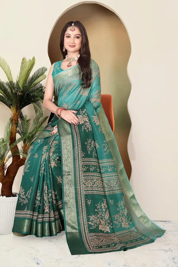 Green_Silk_Blend_Printed_Dola_Silk_Saree_For_Women