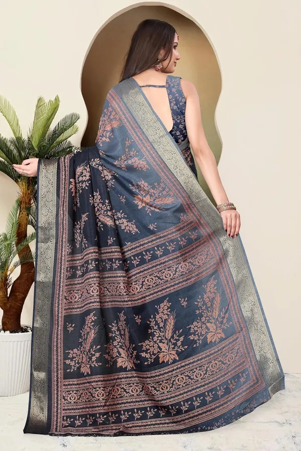 Navy_Blue_Silk_Blend_Printed_Dola_Silk_Saree_For_Women