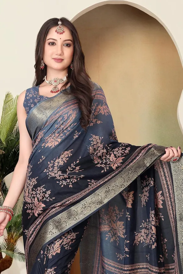 Navy_Blue_Silk_Blend_Printed_Dola_Silk_Saree_For_Women