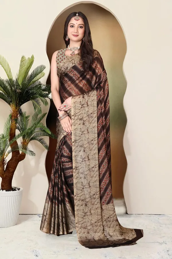 Brown_Marble_Georgette_Chiffon_Georgette_Saree_For_Women