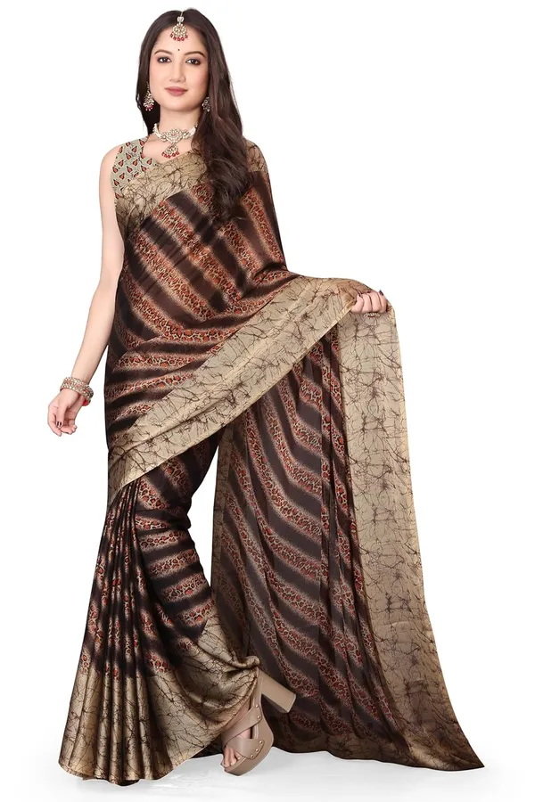 Brown_Marble_Georgette_Chiffon_Georgette_Saree_For_Women