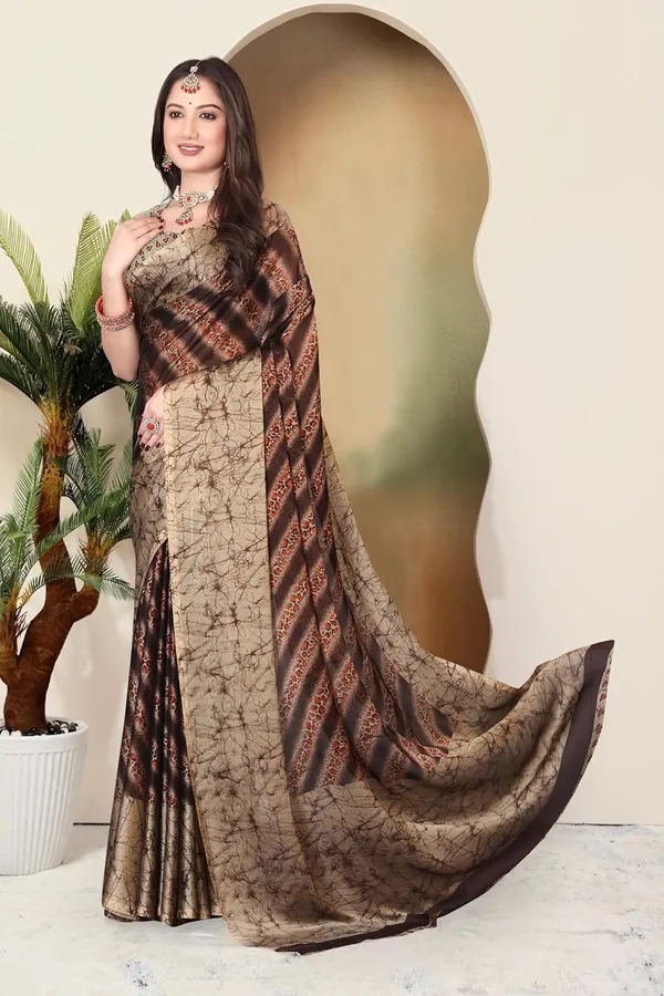 Brown_Marble_Georgette_Chiffon_Georgette_Saree_For_Women