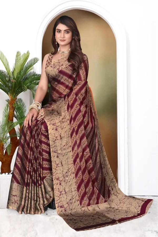 Maroon_Marble_Georgette_Chiffon_Georgette_Saree_For_Women