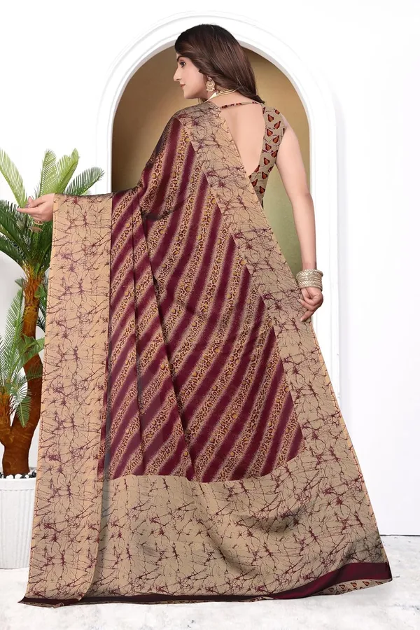 Maroon_Marble_Georgette_Chiffon_Georgette_Saree_For_Women