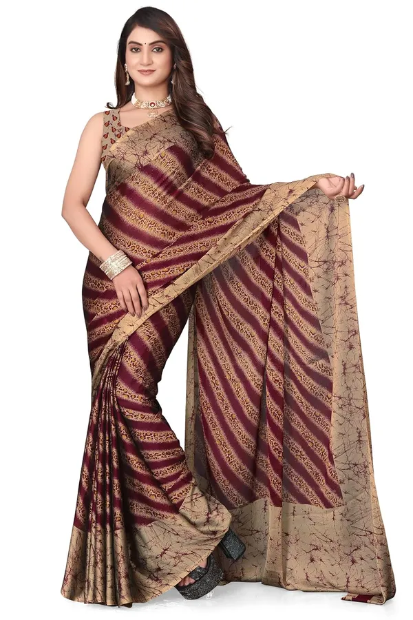 Maroon_Marble_Georgette_Chiffon_Georgette_Saree_For_Women