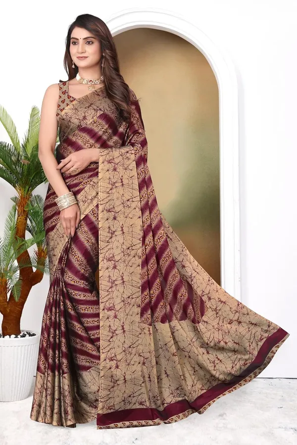 Maroon_Marble_Georgette_Chiffon_Georgette_Saree_For_Women