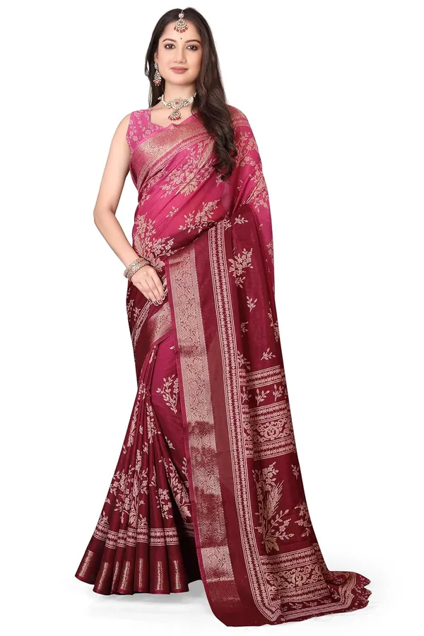 Dark_Pink_Silk_Blend_Bandhani_Dola_Silk_Saree_For_Women