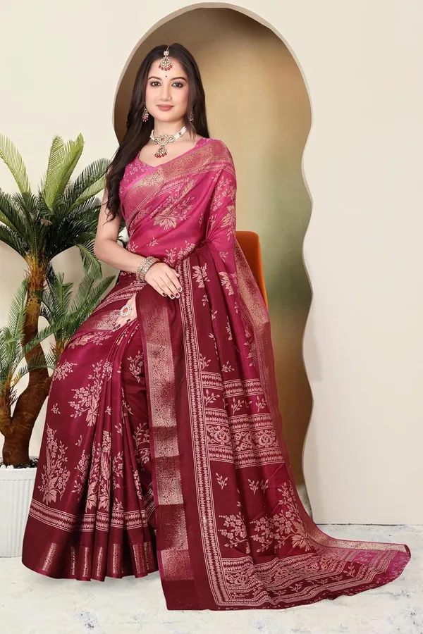 Dark_Pink_Silk_Blend_Bandhani_Dola_Silk_Saree_For_Women