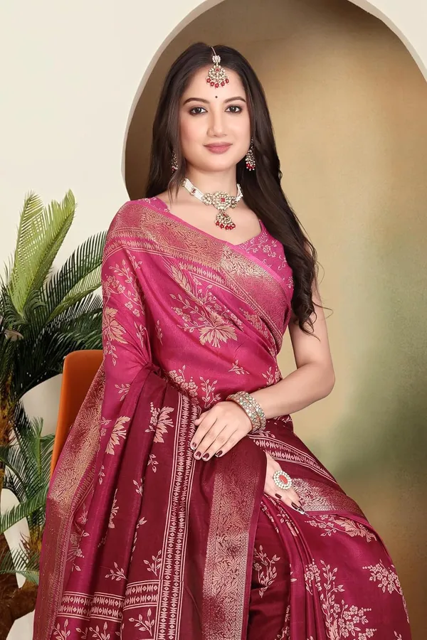 Dark_Pink_Silk_Blend_Bandhani_Dola_Silk_Saree_For_Women
