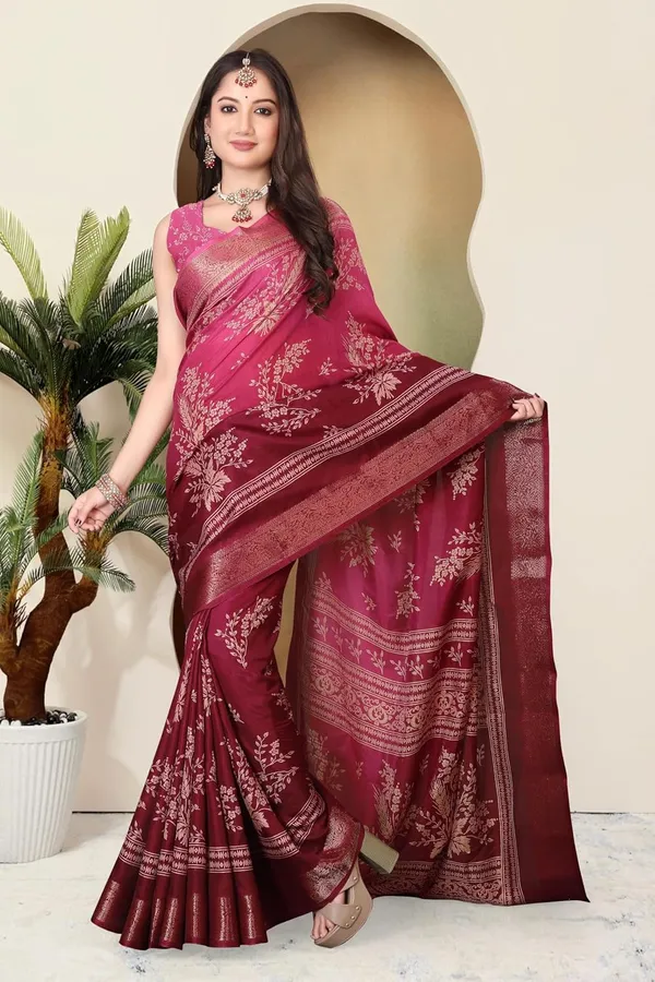 Dark_Pink_Silk_Blend_Bandhani_Dola_Silk_Saree_For_Women
