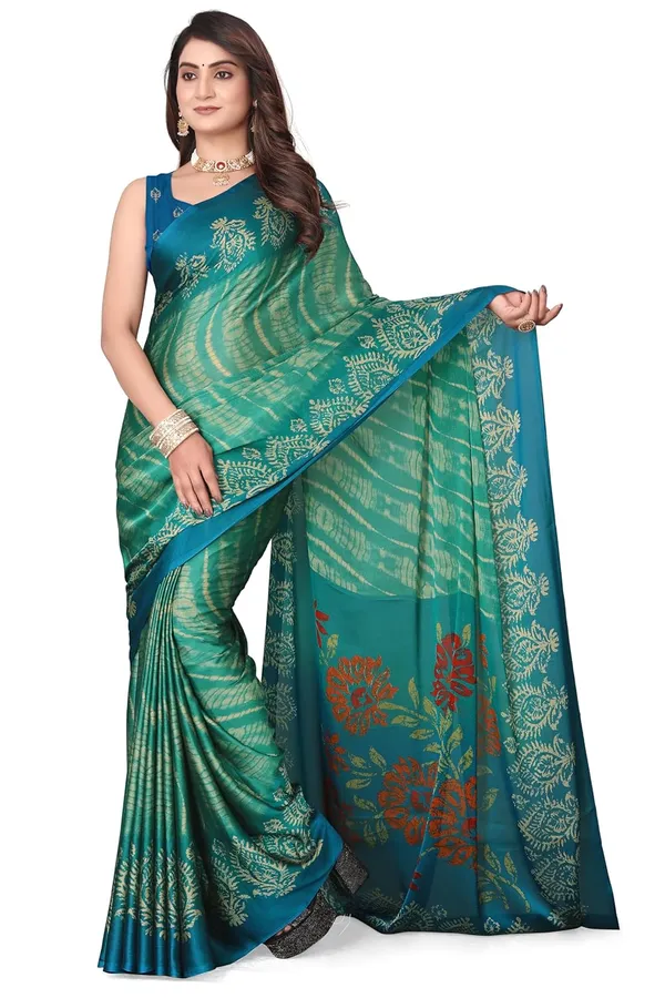 Turquoise_Octopus_Georgette_Chiffon_Georgette_Saree_For_Women