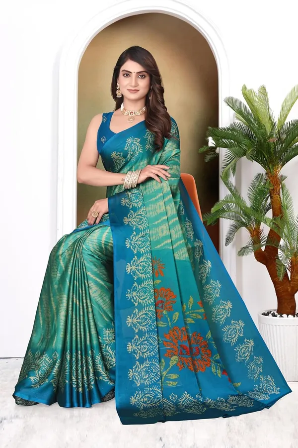 Turquoise_Octopus_Georgette_Chiffon_Georgette_Saree_For_Women