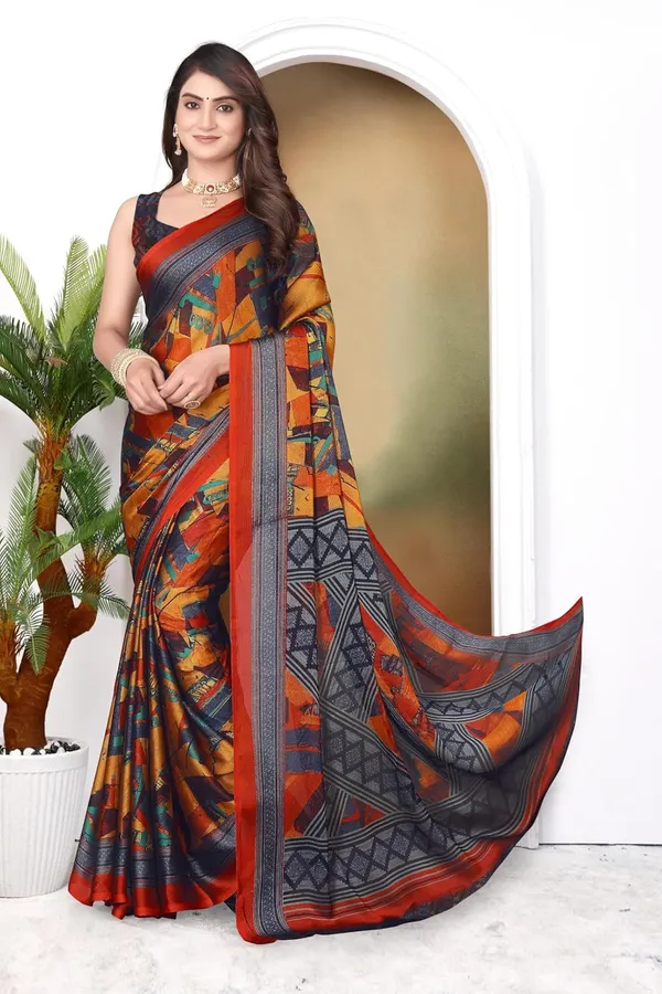 Orange_Georgette_Chiffon_Georgette_Saree_For_Women