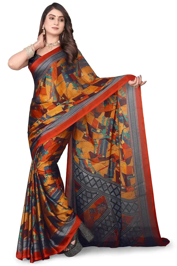 Orange_Georgette_Chiffon_Georgette_Saree_For_Women
