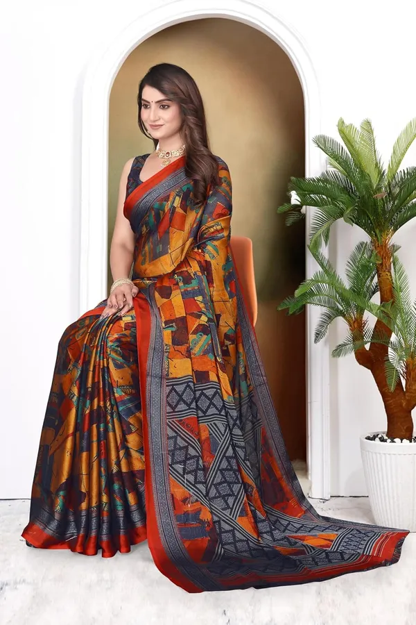 Orange_Georgette_Chiffon_Georgette_Saree_For_Women