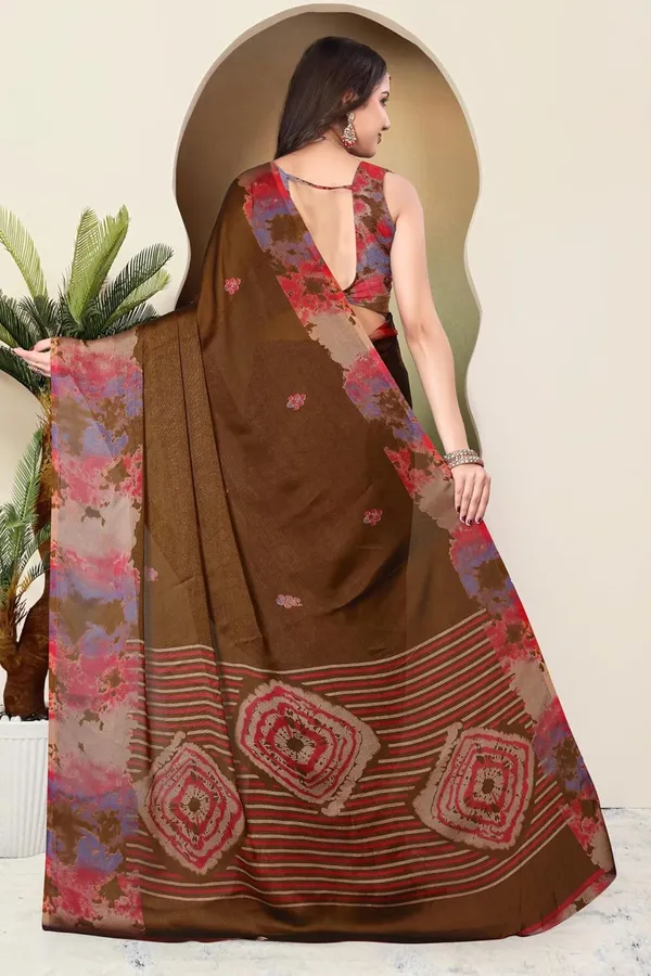 Brown_Georgette_Chiffon_Georgette_Saree_For_Women