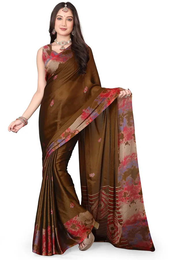 Brown_Georgette_Chiffon_Georgette_Saree_For_Women