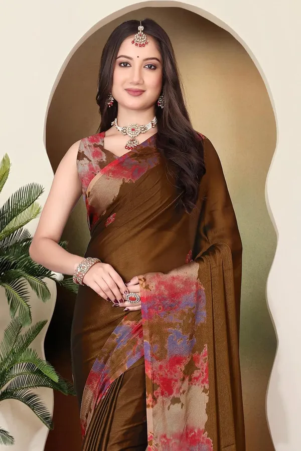 Brown_Georgette_Chiffon_Georgette_Saree_For_Women