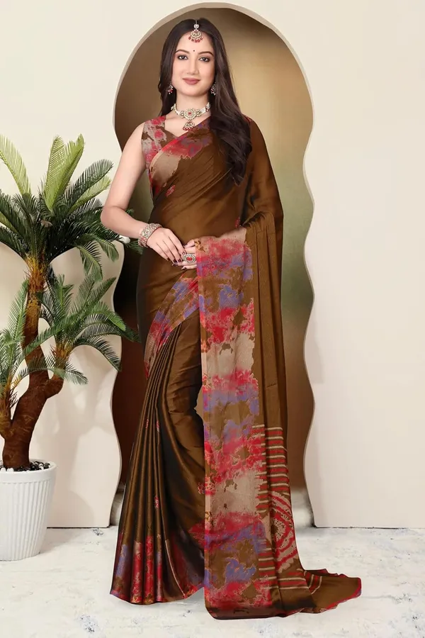 Brown_Georgette_Chiffon_Georgette_Saree_For_Women
