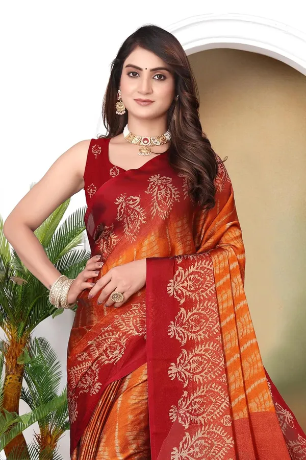 Orange_Georgette_Chiffon_Georgette_Saree_For_Women