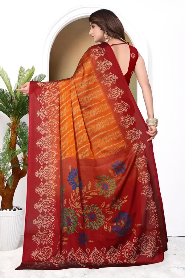 Orange_Georgette_Chiffon_Georgette_Saree_For_Women