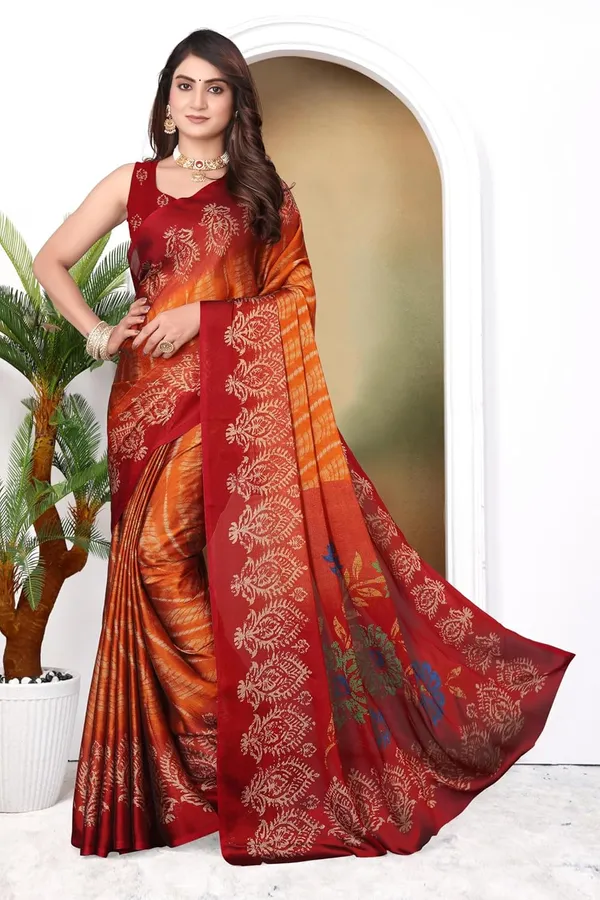 Orange_Georgette_Chiffon_Georgette_Saree_For_Women