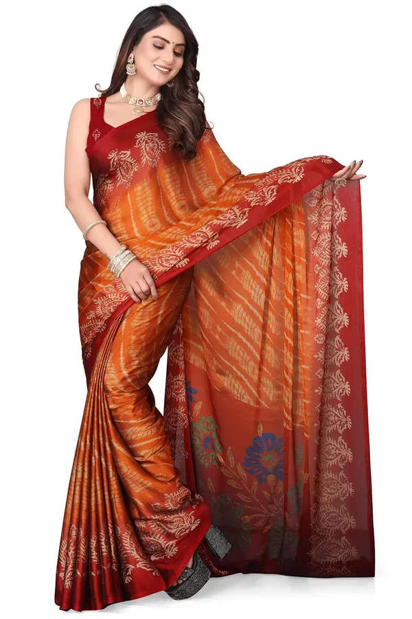Orange_Georgette_Chiffon_Georgette_Saree_For_Women