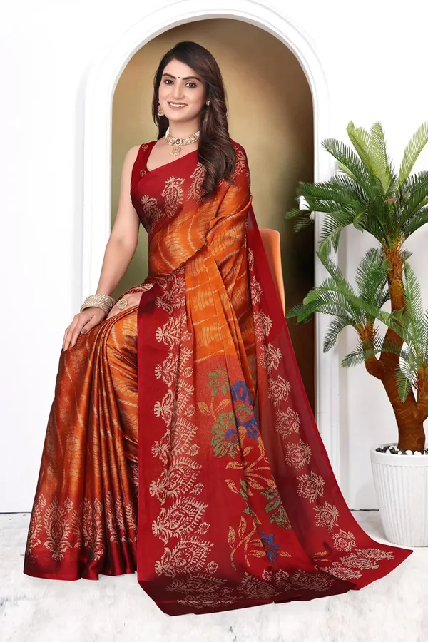 Orange_Georgette_Chiffon_Georgette_Saree_For_Women