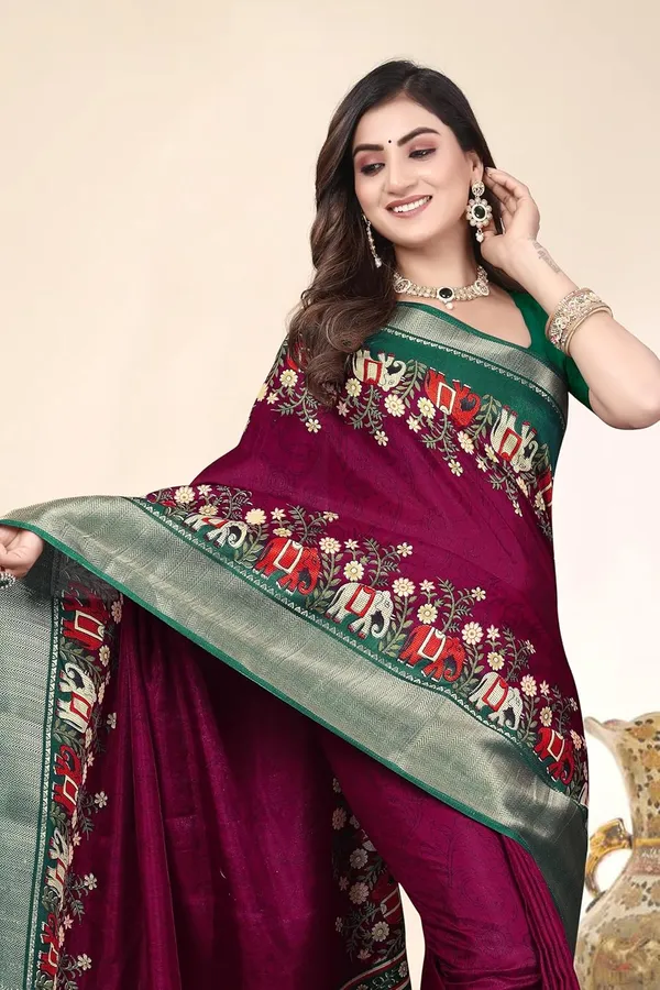 Maroon_Silk_Blend_Bandhani_Dola_Silk_Saree_For_Women