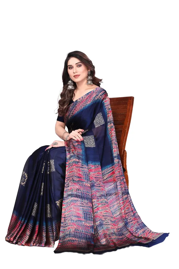 Dark_Blue_Polyester_Zari_Chiffon_Saree_For_Women