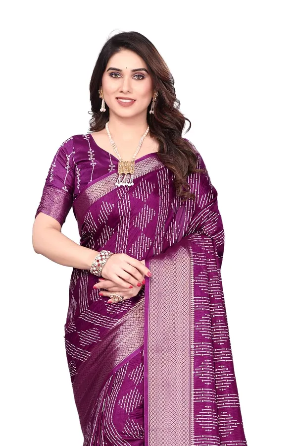 Wine_Cotton_Blend_Dola_Silk_Saree_For_Women