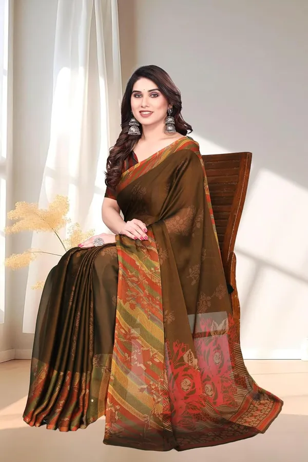Brown_Chiffon_Printed_Chiffon_Saree_For_Women