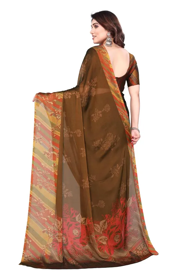Brown_Chiffon_Printed_Chiffon_Saree_For_Women