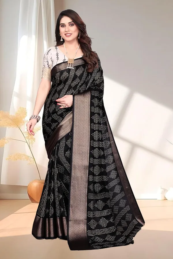Black_Silk_Blend_Printed_Dola_Silk_Saree_For_Women