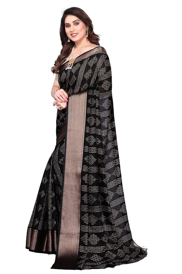 Black_Silk_Blend_Printed_Dola_Silk_Saree_For_Women