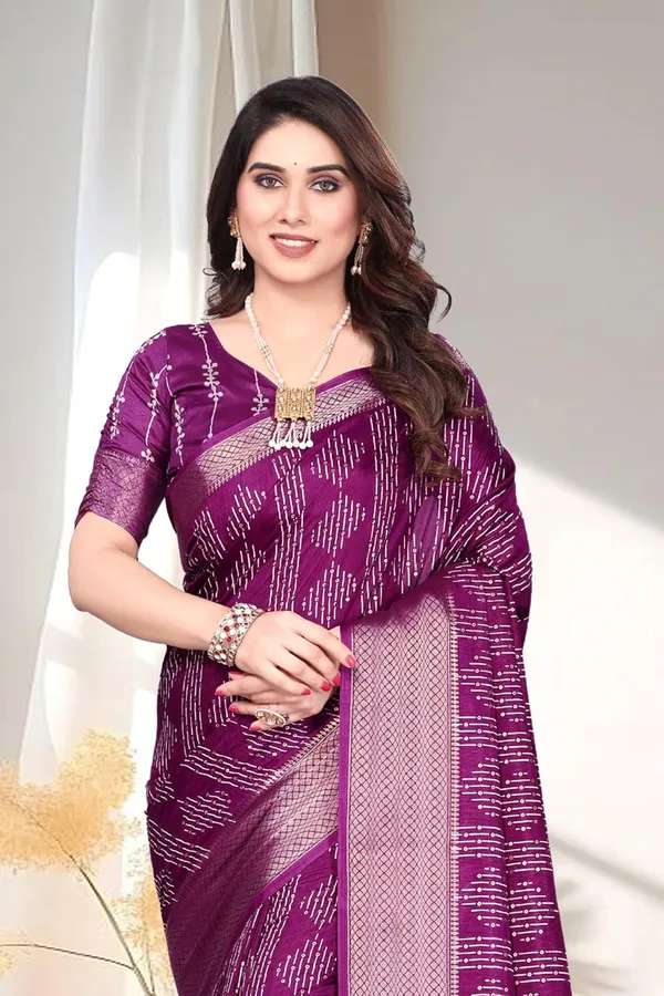 Purple_Silk_Blend_Printed_Dola_Silk_Saree_For_Women