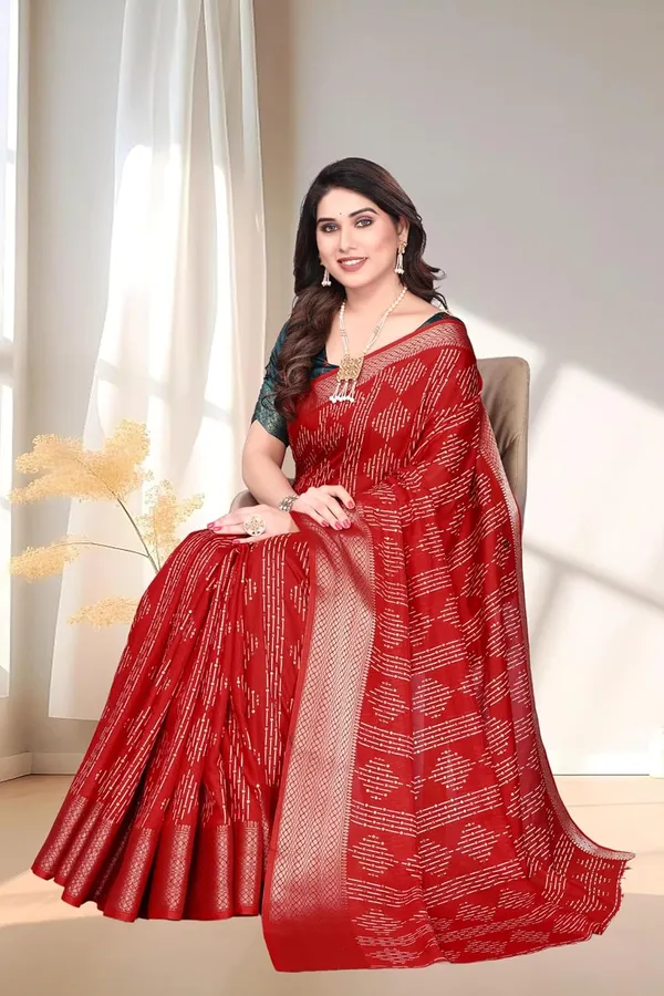 Red_Silk_Blend_Printed_Dola_Silk_Saree_For_Women