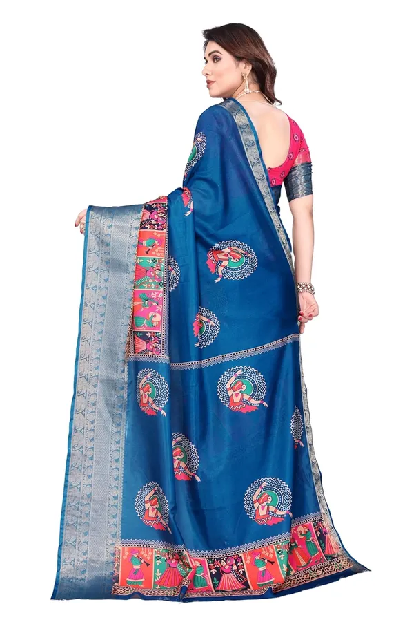 Blue_Silk_Blend_Bandhani_Marshmallow_Saree_For_Women