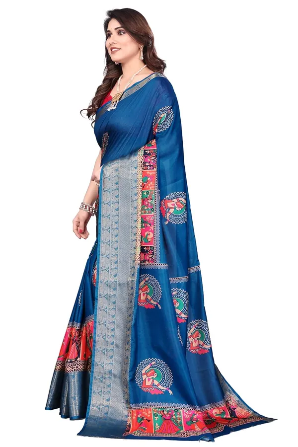 Blue_Silk_Blend_Bandhani_Marshmallow_Saree_For_Women