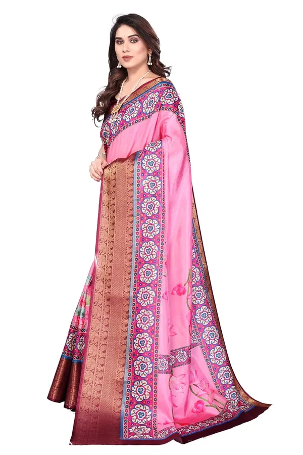 Pink_Silk_Blend_Printed_Dola_Silk_Saree_For_Women