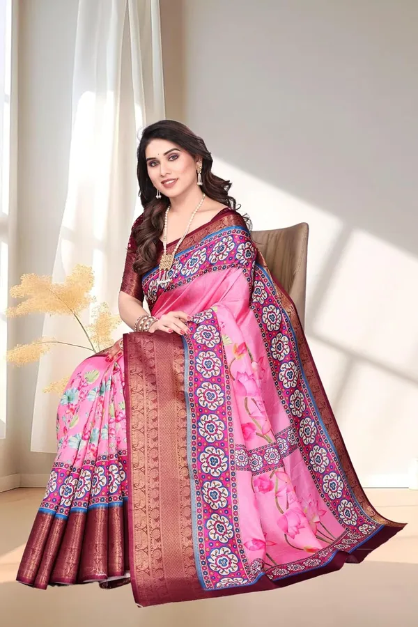 Pink_Silk_Blend_Printed_Dola_Silk_Saree_For_Women
