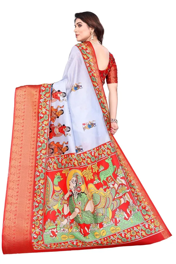 Aqua_Blue_Silk_Blend_Printed_Dola_Silk_Saree_For_Women