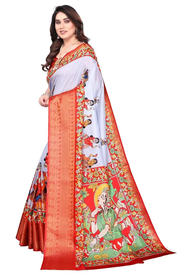 Aqua_Blue_Silk_Blend_Printed_Dola_Silk_Saree_For_Women