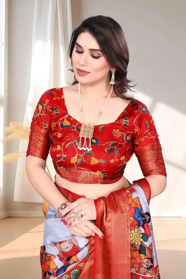 Aqua_Blue_Silk_Blend_Printed_Dola_Silk_Saree_For_Women