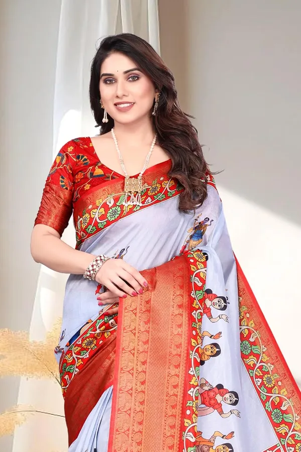 Aqua_Blue_Silk_Blend_Printed_Dola_Silk_Saree_For_Women