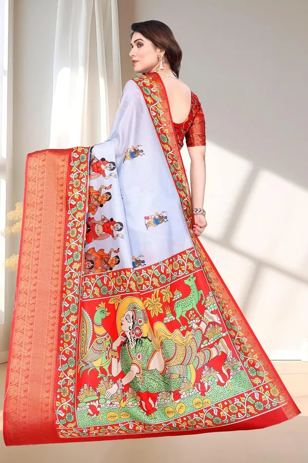 Aqua_Blue_Silk_Blend_Printed_Dola_Silk_Saree_For_Women